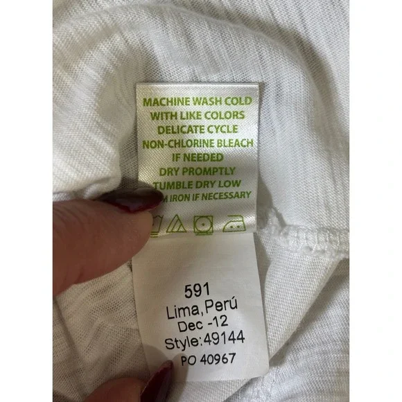 Lilly Pulitzer T Shirt Womens M White Pima Cotton Ruffle Hem V Neck Casual - Picture 11 of 12